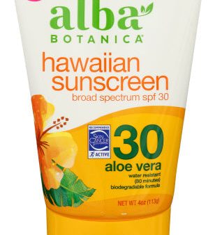 Alba Botanica - Sunscreen SPF 30 Aloe Vera Hawaiian, 3 Oz - Pack of 1 Hot on Sale