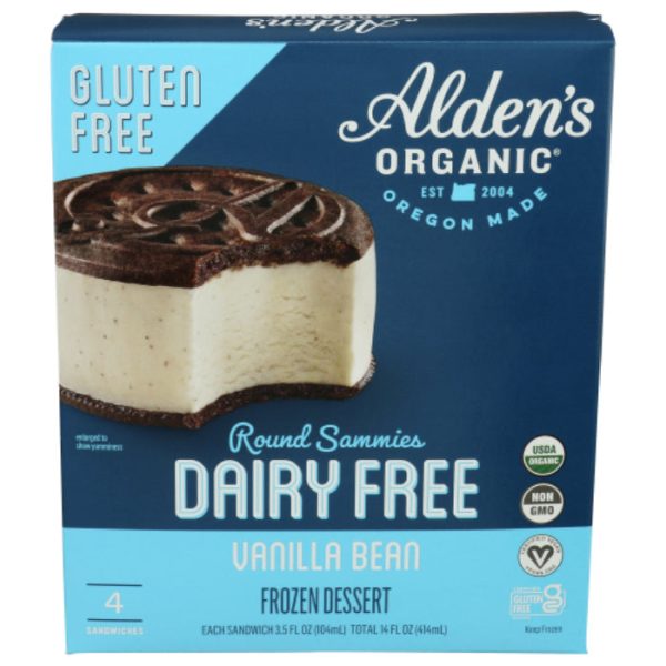 Aldens Organic - Dairy-Free Gluten-Free Vanilla Ice Cream Sammie, 14 Oz - Pack of 12 Online now