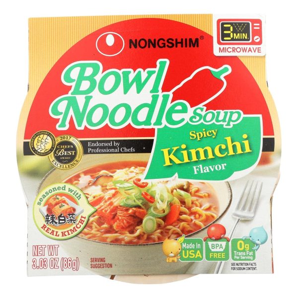 Nong Shim Soup Bowl Noodle Kimchi Spicy 3.03 OZ - Pack of 12 Online