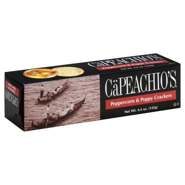 CaPeachio s - Peppercorn and Poppy Water Crackers, 4.4 Oz Hot on Sale