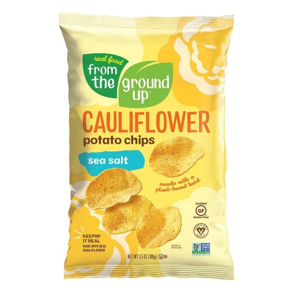 From the Ground up - Cauliflower Chips Sea Salt  3.5 OZ - (Pack of 12) For Sale