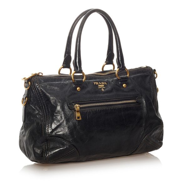 Prada Vitello Shine Satchel 27607 For Discount