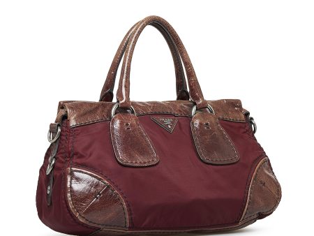 Prada Vitello Trimmed Tessuto Satchel Iy1p3a Online Hot Sale