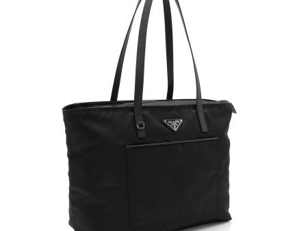 Prada Vela Front Pocket Large Shopper Tote LgqwA0 For Cheap