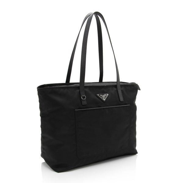 Prada Vela Front Pocket Large Shopper Tote LgqwA0 For Cheap