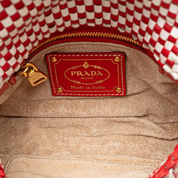 Prada Woven Madras Crossbody DlArNT Online Hot Sale