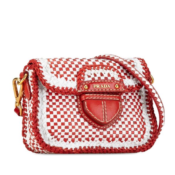 Prada Woven Madras Crossbody DlArNT Online Hot Sale