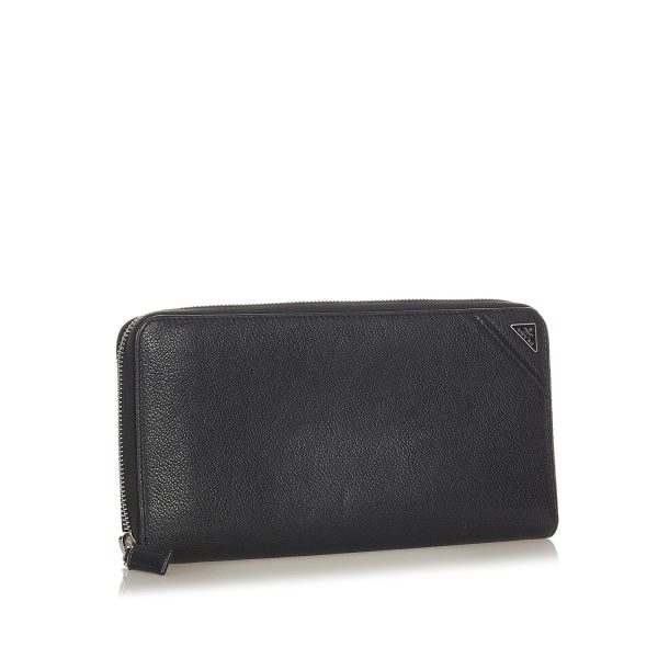 Prada Zip Around Leather Long Wallet 23521 Online now