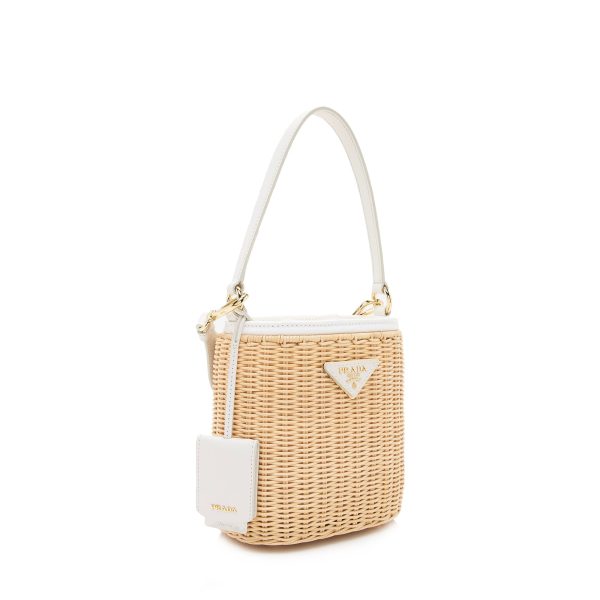 Prada Wicker Canapa Bucket Bag 22390 Discount