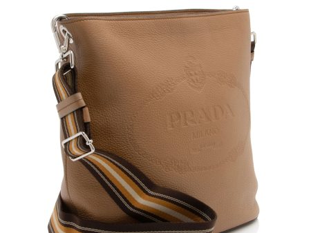 Prada Vitello Phenix Logo Bucket Bag PgqAnW Online now