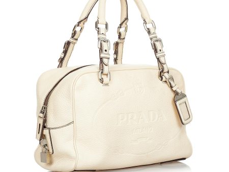 Prada Vitello Daino Logo Handbag 24212 Online Hot Sale