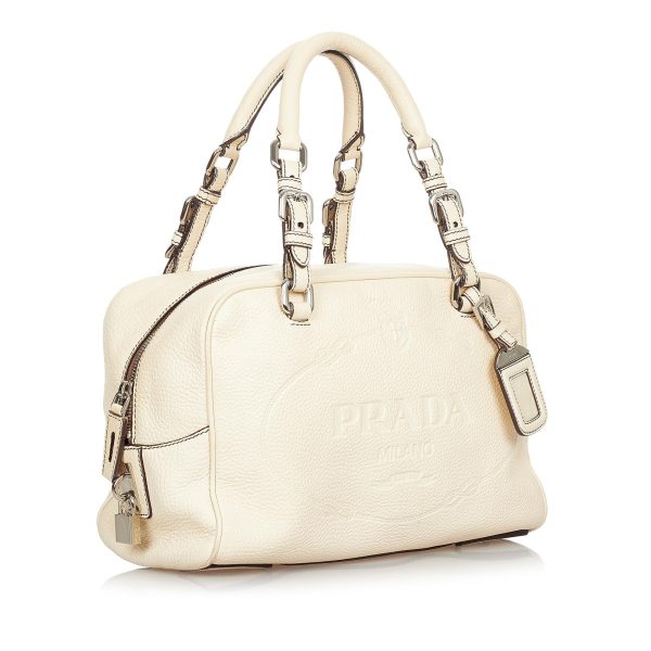 Prada Vitello Daino Logo Handbag 24212 Online Hot Sale