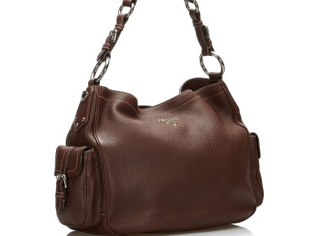 Prada Vitello Daino Side Flap Pockets Shoulder Bag ABmcpQ Hot on Sale