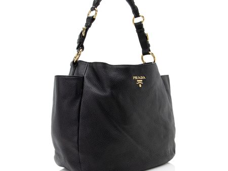 Prada Vitello Daino Side Pocket Hobo 21901 For Discount