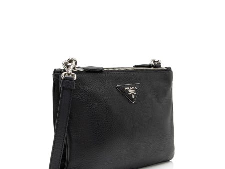 Prada Vitello Daino Double Zip Crossbody SwcnUZ Online