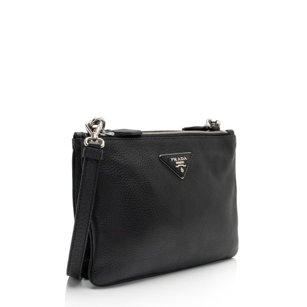 Prada Vitello Daino Double Zip Crossbody SwcnUZ Online