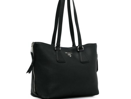 Prada Vitello Daino Side Zip Tote G8aLLR For Discount