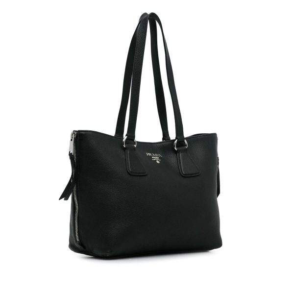 Prada Vitello Daino Side Zip Tote G8aLLR For Discount