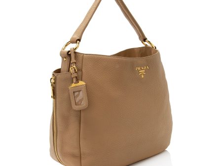 Prada Vitello Daino Side Pocket Zip Large Hobo pipYZZ Discount