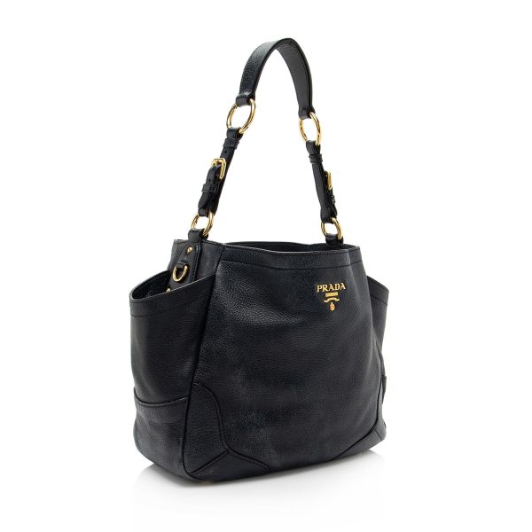 Prada Vitello Daino Side Pocket Hobo 23004 Discount