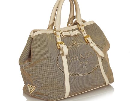 Prada Canapa Logo Canvas Satchel 25823 Fashion