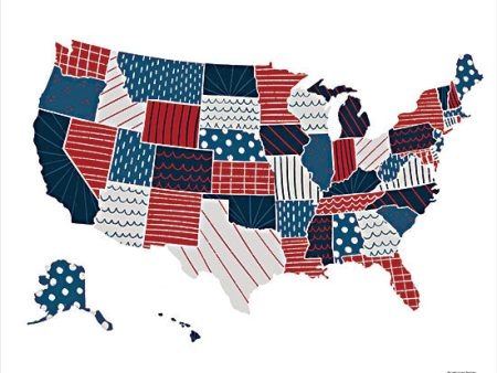 BRO134 - Patchwork USA Map - 16x12 Hot on Sale